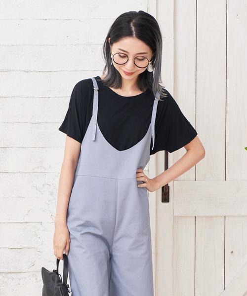 Girly Doll（ガーリードール）の「UネックTシャツPO（Tシャツ/カットソー・レディース・ブラック/グレー/オフホワイト/カーキ/イエロー・FREE）」の3枚目の写真