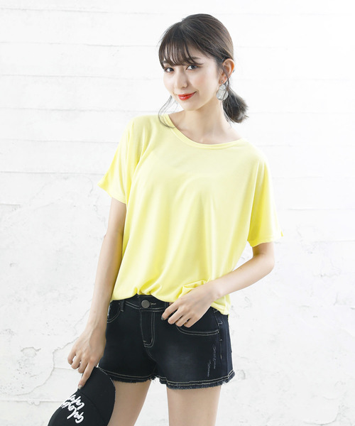 Girly Doll(ガーリードール)の「UネックTシャツPO(Tシャツ/カットソー・レディース・ブラック/グレー/オフホワイト/カーキ/イエロー・FREE)」の6枚目の写真