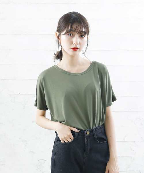 Girly Doll(ガーリードール)の「UネックTシャツPO(Tシャツ/カットソー・レディース・ブラック/グレー/オフホワイト/カーキ/イエロー・FREE)」の12枚目の写真