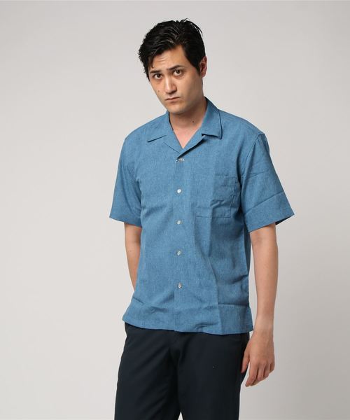 L&HARMONY（エルアンドハーモニー）の「トロワッシャーオープンカラーシャツ（シャツ/ブラウス・メンズ・ベージュ/ブルー・LARGE/MEDIUM）」の4枚目の写真