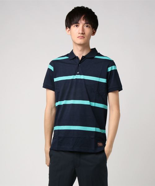 Ben Sherman(ベンシャーマン)の「ボーダーポロシャツ(ポロシャツ・メンズ・ネイビー/ライトブルー/ミント・MEDIUM/X-SMALL)」の3枚目の写真