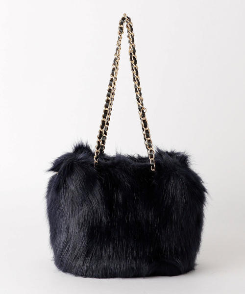 Jewel Changes（ジュエルチェンジズ）の「SMF フェイクファー 巾着 BAG（トートバッグ・レディース・ライム/ネイビー/モカ・FREE）」の3枚目の写真