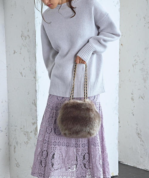 Jewel Changes（ジュエルチェンジズ）の「SMF フェイクファー 巾着 BAG（トートバッグ・レディース・ライム/ネイビー/モカ・FREE）」の2枚目の写真