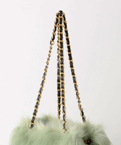 Jewel Changes（ジュエルチェンジズ）の「SMF フェイクファー 巾着 BAG（トートバッグ・レディース・ライム/ネイビー/モカ・FREE）」の5枚目の写真
