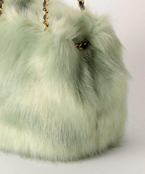 Jewel Changes（ジュエルチェンジズ）の「SMF フェイクファー 巾着 BAG（トートバッグ・レディース・ライム/ネイビー/モカ・FREE）」の6枚目の写真