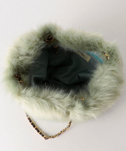 Jewel Changes（ジュエルチェンジズ）の「SMF フェイクファー 巾着 BAG（トートバッグ・レディース・ライム/ネイビー/モカ・FREE）」の8枚目の写真
