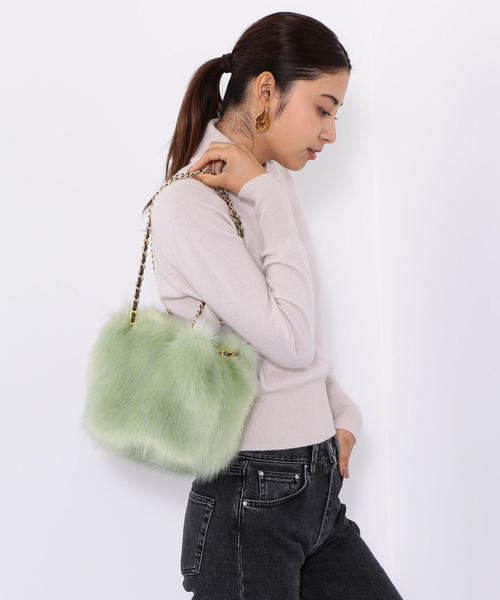 Jewel Changes（ジュエルチェンジズ）の「SMF フェイクファー 巾着 BAG（トートバッグ・レディース・ライム/ネイビー/モカ・FREE）」の12枚目の写真