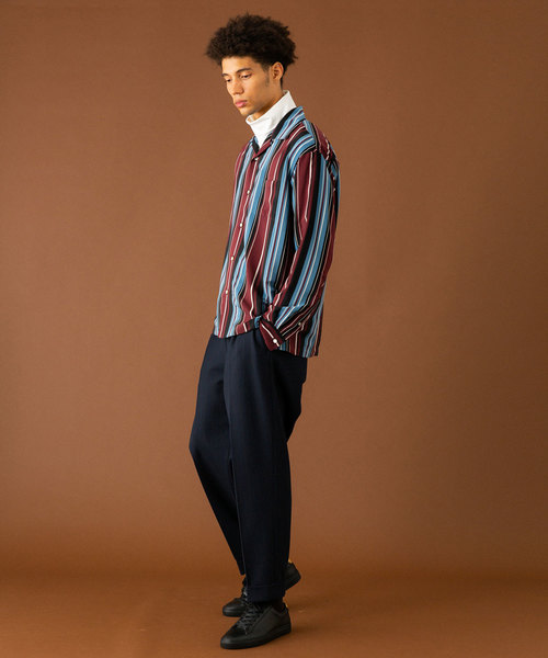 UNITED TOKYO（ユナイテッドトウキョウ）の「マルチストライプオープンカラーロングスリーブシャツ（シャツ/ブラウス・メンズ・ブラック/バーガンディー・1/2/3）」の8枚目の写真