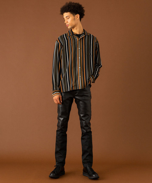 UNITED TOKYO（ユナイテッドトウキョウ）の「マルチストライプオープンカラーロングスリーブシャツ（シャツ/ブラウス・メンズ・ブラック/バーガンディー・1/2/3）」の9枚目の写真