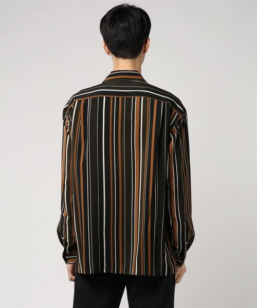 UNITED TOKYO（ユナイテッドトウキョウ）の「マルチストライプオープンカラーロングスリーブシャツ（シャツ/ブラウス・メンズ・ブラック/バーガンディー・1/2/3）」の3枚目の写真