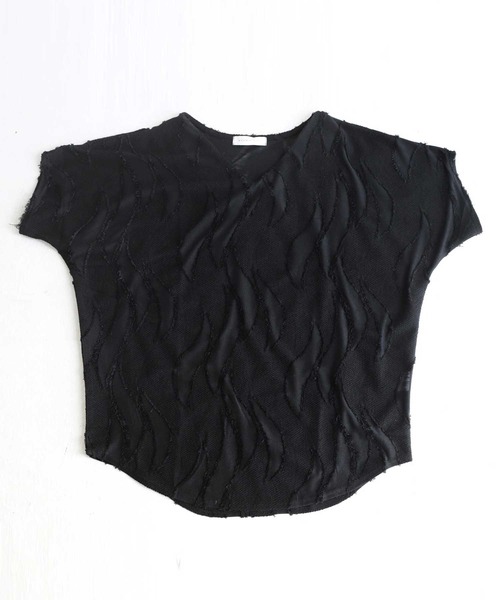 antiqua(アンティカ)の「半袖シアードルマントップス(Tシャツ/カットソー・レディース・ブラック・FREE)」の7枚目の写真