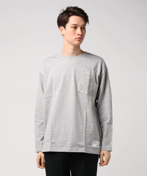 GRANDE FOOTBALL PRODUCTS（グランデフットボールプロダクツ）の「grande刺繍ルーズフィットポケット付長袖Tシャツ（Tシャツ/カットソー・メンズ・ホワイト/ブラック/ヘザーグレー・M/L/XL）」の3枚目の写真