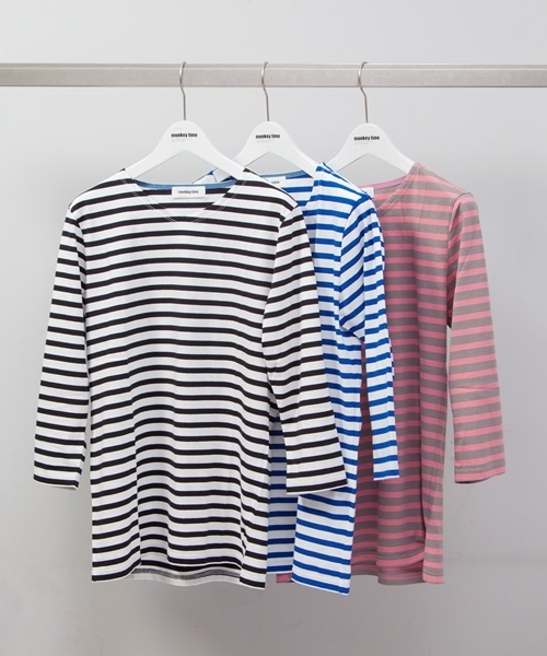 MONKEY TIME（モンキータイム）の「MT ボーダー Vネック クウォータースリーブ ◆（Tシャツ/カットソー・メンズ・ブラック/ネイビー/ピンク/コバルトブルー・X-LARGE/SMALL/MEDIUM/LARGE）」の13枚目の写真