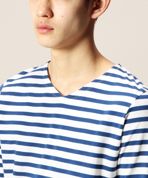 MONKEY TIME（モンキータイム）の「MT ボーダー Vネック クウォータースリーブ ◆（Tシャツ/カットソー・メンズ・ブラック/ネイビー/ピンク/コバルトブルー・X-LARGE/SMALL/MEDIUM/LARGE）」の8枚目の写真