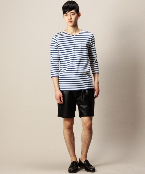 MONKEY TIME（モンキータイム）の「MT ボーダー Vネック クウォータースリーブ ◆（Tシャツ/カットソー・メンズ・ブラック/ネイビー/ピンク/コバルトブルー・X-LARGE/SMALL/MEDIUM/LARGE）」の10枚目の写真