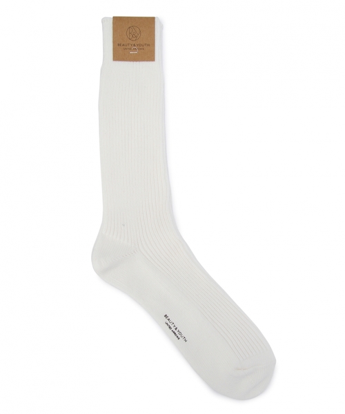 BEAUTY&YOUTH UNITED ARROWS（ビューティーアンドユースユナイテッドアローズ）の「BY 1×1 リブ レギュラーソックス ◆（ソックス/靴下・メンズ・ホワイト/グレー/ベージュ/ネイビー/ブラック・FREE）」の2枚目の写真