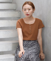 w closet | スクエアヘンリーネック半袖プルオーバー(Tシャツ/カットソー)