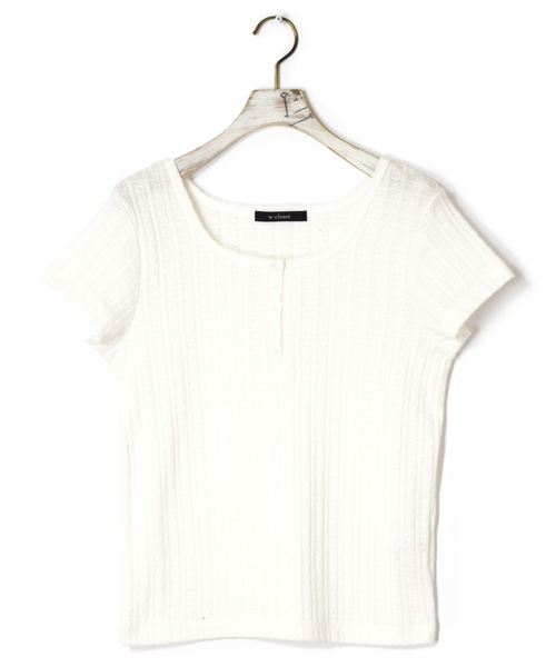 w closet（ダブルクローゼット）の「スクエアヘンリーネック半袖プルオーバー（Tシャツ/カットソー・レディース・ブラック/ベージュ/オフホワイト/モカ・FREE）」の13枚目の写真