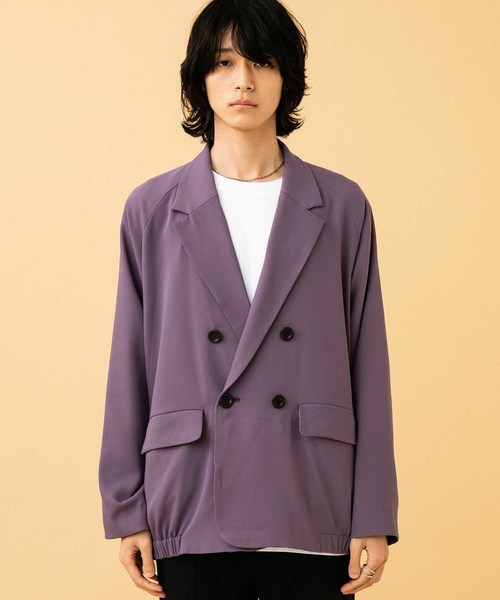 STUDIOUS（ステュディオス）の「【STUDIOUS】コクーンダブルジャケット（テーラードジャケット・メンズ・パープル/ブラック・1/2）」の14枚目の写真
