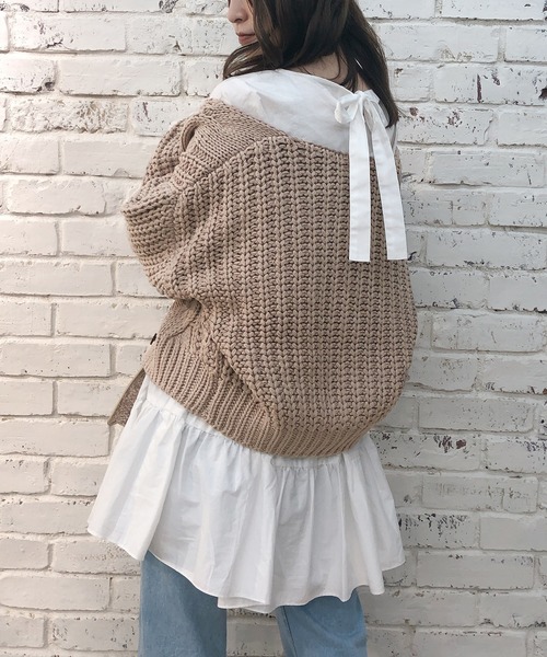 one after another NICE CLAUP（ワンアフターアナザーナイスクラップ）の「後ろリボンティアードチュニック（チュニック・レディース・オフホワイト/アイボリー/モカ・FREE）」の20枚目の写真