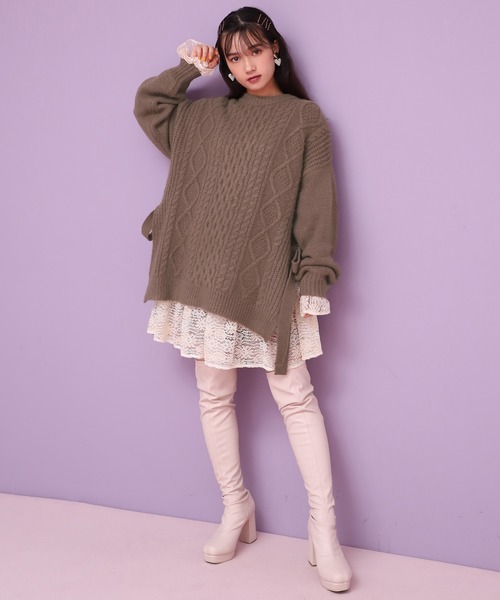 one after another NICE CLAUP（ワンアフターアナザーナイスクラップ）の「後ろリボンティアードチュニック（チュニック・レディース・オフホワイト/アイボリー/モカ・FREE）」の10枚目の写真