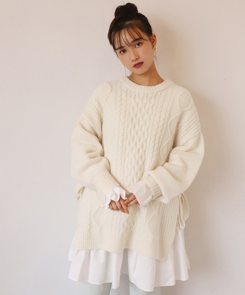 one after another NICE CLAUP（ワンアフターアナザーナイスクラップ）の「後ろリボンティアードチュニック（チュニック・レディース・オフホワイト/アイボリー/モカ・FREE）」の12枚目の写真