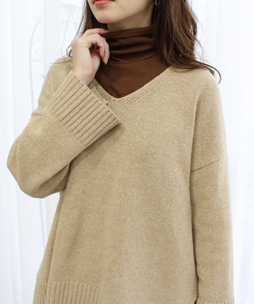 MODE ROBE（モードローブ）の「裏起毛タートルネックトップス（ニット/セーター・レディース・アイボリー/ベージュ/ブラック/ブラウン・FREE）」の4枚目の写真