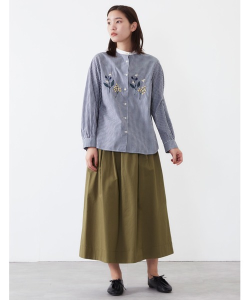 POU DOU DOU（プードゥドゥ）の「フロント刺繍ブラウス（シャツ/ブラウス・レディース・ネイビー/オフホワイト/ブルー・3）」の9枚目の写真