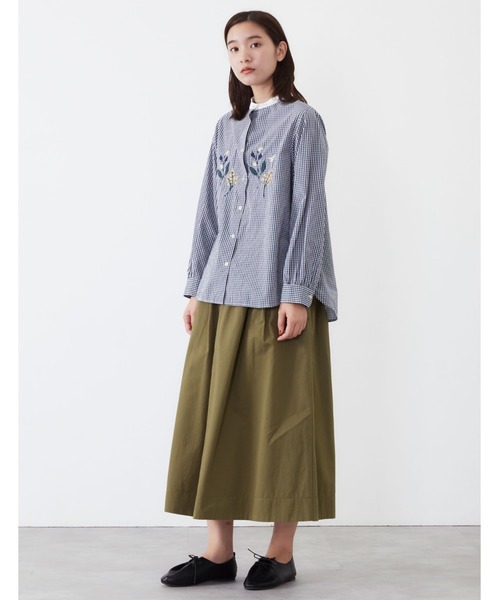 POU DOU DOU（プードゥドゥ）の「フロント刺繍ブラウス（シャツ/ブラウス・レディース・ネイビー/オフホワイト/ブルー・3）」の10枚目の写真