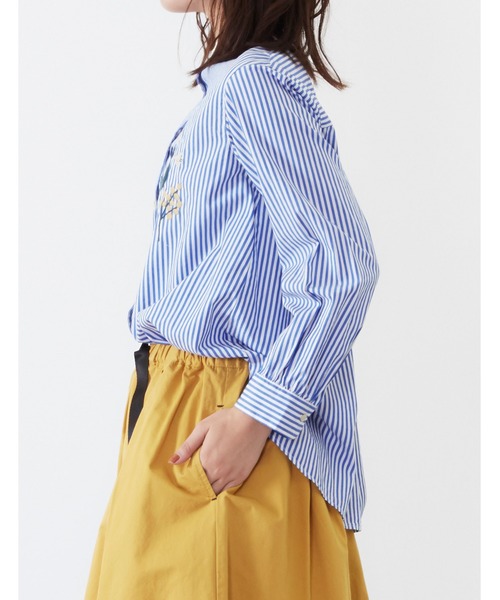 POU DOU DOU（プードゥドゥ）の「フロント刺繍ブラウス（シャツ/ブラウス・レディース・ネイビー/オフホワイト/ブルー・3）」の22枚目の写真