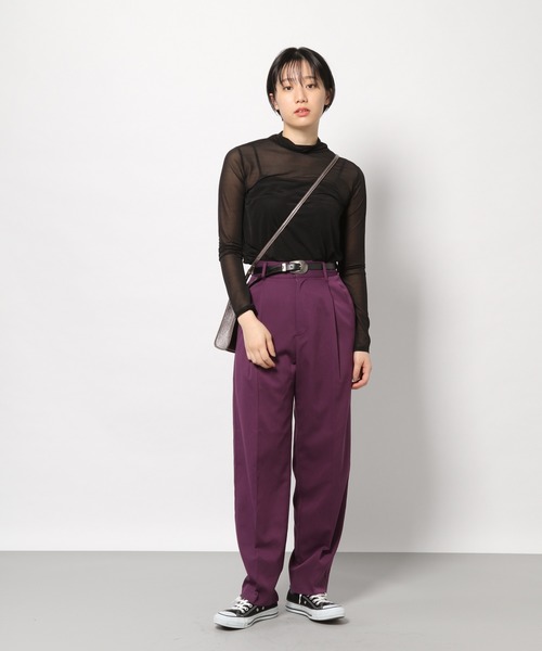 PAGEBOY（ページボーイ）の「シアーハイネックプルオーバー（Tシャツ/カットソー・レディース・オフホワイト/ブラック/ブルー・FREE）」の7枚目の写真