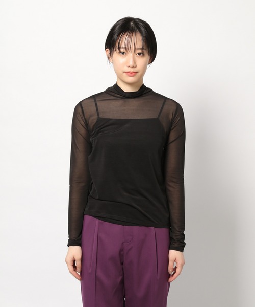 PAGEBOY（ページボーイ）の「シアーハイネックプルオーバー（Tシャツ/カットソー・レディース・オフホワイト/ブラック/ブルー・FREE）」の8枚目の写真