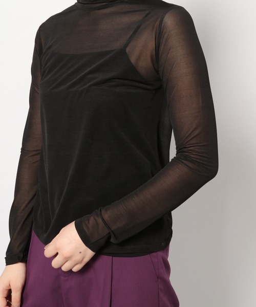 PAGEBOY（ページボーイ）の「シアーハイネックプルオーバー（Tシャツ/カットソー・レディース・オフホワイト/ブラック/ブルー・FREE）」の12枚目の写真