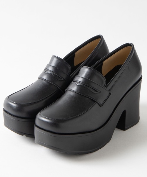 WEGO（ウィゴー）の「WEGO/スクエアトゥボリュームヒールローファー（ローファー・レディース・ブラック/その他1・LARGE/MEDIUM）」の2枚目の写真