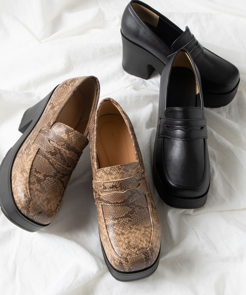 WEGO（ウィゴー）の「WEGO/スクエアトゥボリュームヒールローファー（ローファー・レディース・ブラック/その他1・LARGE/MEDIUM）」の7枚目の写真