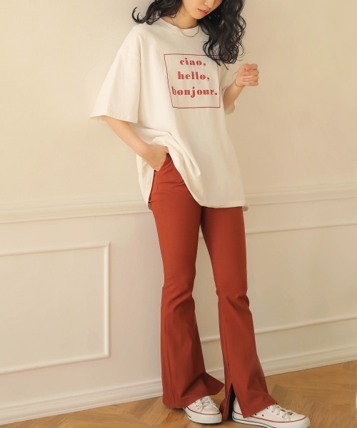 Bab（バブ）の「【WEB限定】ハイテンションストレッチフレアパンツ/サイドスリットパンツ（その他パンツ・レディース・ブラック/オレンジ・M/L）」の7枚目の写真