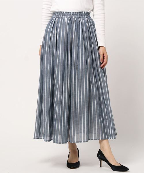 rps（アールピーエス）の「ボイルストライプフレアースカート（スカート・レディース・ネイビー/チャコールグレー/オフホワイト・M）」の8枚目の写真