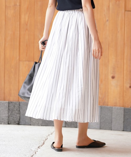 rps（アールピーエス）の「ボイルストライプフレアースカート（スカート・レディース・ネイビー/チャコールグレー/オフホワイト・M）」の12枚目の写真