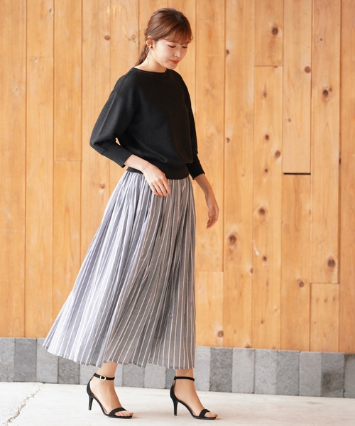 rps（アールピーエス）の「ボイルストライプフレアースカート（スカート・レディース・ネイビー/チャコールグレー/オフホワイト・M）」の15枚目の写真