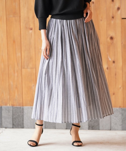 rps（アールピーエス）の「ボイルストライプフレアースカート（スカート・レディース・ネイビー/チャコールグレー/オフホワイト・M）」の14枚目の写真