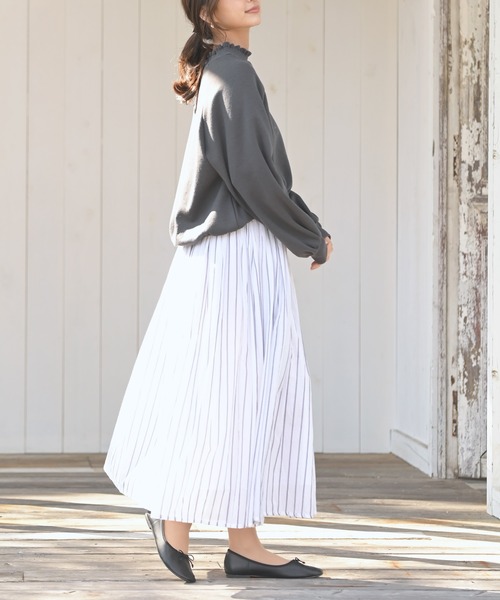 rps（アールピーエス）の「ボイルストライプフレアースカート（スカート・レディース・ネイビー/チャコールグレー/オフホワイト・M）」の17枚目の写真