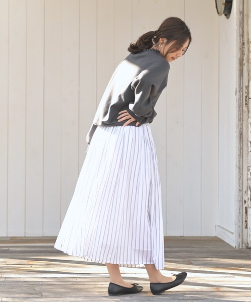 rps（アールピーエス）の「ボイルストライプフレアースカート（スカート・レディース・ネイビー/チャコールグレー/オフホワイト・M）」の18枚目の写真