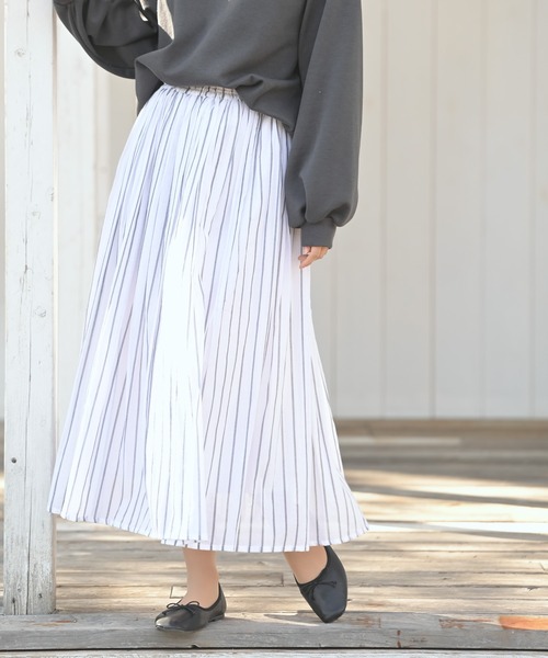 rps（アールピーエス）の「ボイルストライプフレアースカート（スカート・レディース・ネイビー/チャコールグレー/オフホワイト・M）」の19枚目の写真