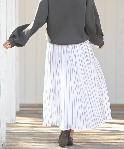 rps（アールピーエス）の「ボイルストライプフレアースカート（スカート・レディース・ネイビー/チャコールグレー/オフホワイト・M）」の22枚目の写真