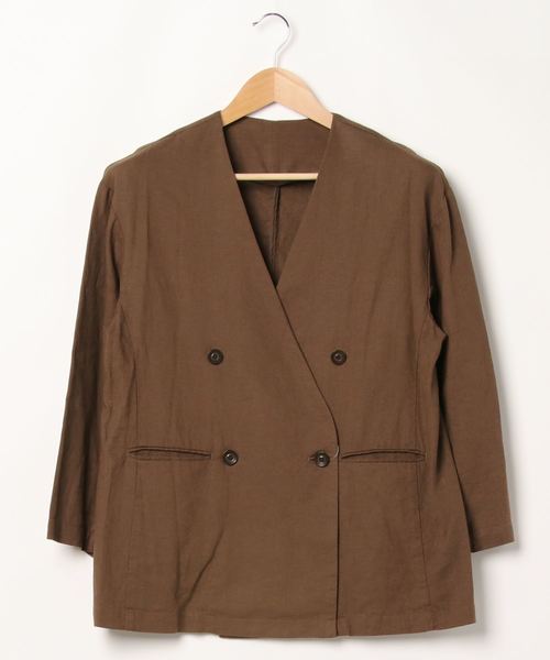 flower（フラワー）の「マリンジャケット（ノーカラージャケット・レディース・ブラウン/ベージュ・FREE）」の5枚目の写真