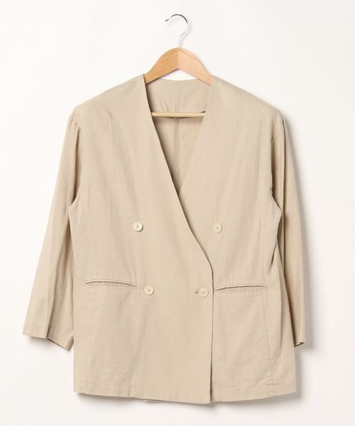 flower（フラワー）の「マリンジャケット（ノーカラージャケット・レディース・ブラウン/ベージュ・FREE）」の4枚目の写真