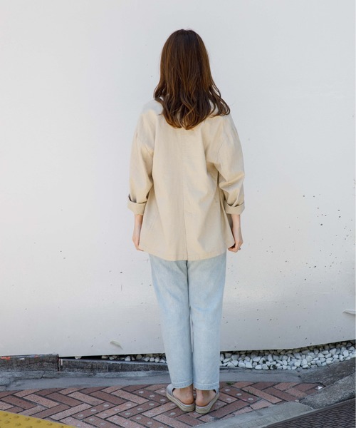 flower（フラワー）の「マリンジャケット（ノーカラージャケット・レディース・ブラウン/ベージュ・FREE）」の14枚目の写真