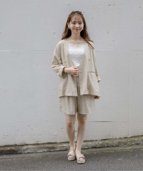 flower（フラワー）の「マリンジャケット（ノーカラージャケット・レディース・ブラウン/ベージュ・FREE）」の17枚目の写真