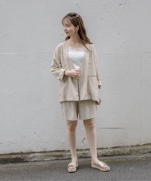 flower（フラワー）の「マリンジャケット（ノーカラージャケット・レディース・ブラウン/ベージュ・FREE）」の18枚目の写真