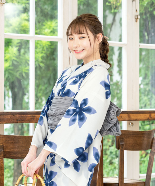 SOUBIEN（ソウビエン）の「選べるレディース浴衣2点セット （浴衣＋帯）（浴衣・レディース・ホワイト系その他/ホワイト系その他2/パープル系その他/ブルー系その他/ブルー系その他2/ホワイト系その他3/ホワイト系その他4/マルチ/ホワイト×レッド/ホワイト×グリーン/ライトブルー/ホワイト×イエロー/ホワイト×ピンク/ホワイト系その他5/ホワイト系その他6/ホワイト×ライトグレー/ホワイト系/ホワイト系1/ホワイト系3/ホワイト系2/グレー系/モーブ系/ブルー系/スカイブルー系・FREE）」の4枚目の写真